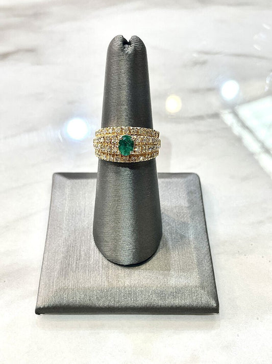 14kt Yg Emerald 3/8tw Sz