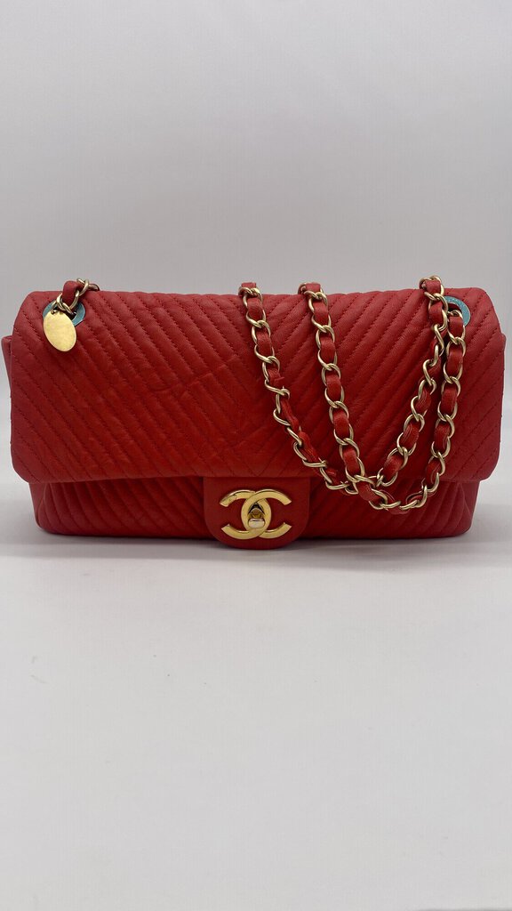 Chanel Red Chevron Flap