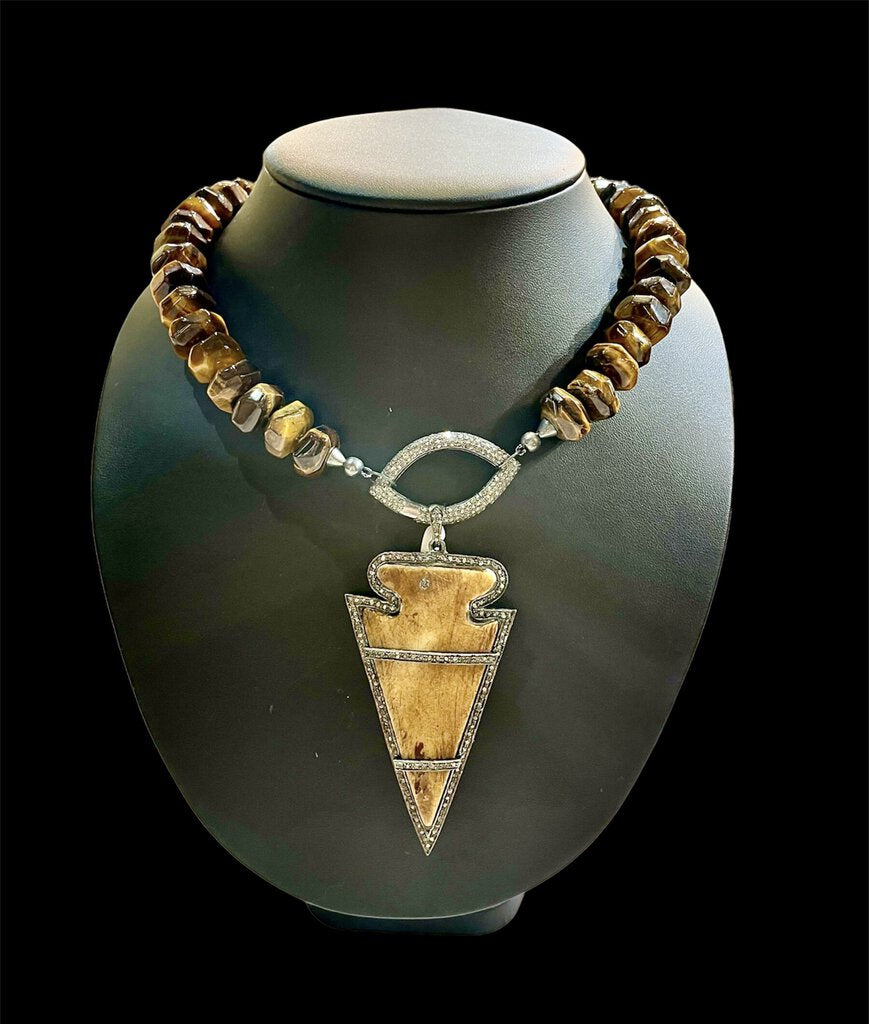 Tigers Eye Necklace Bone