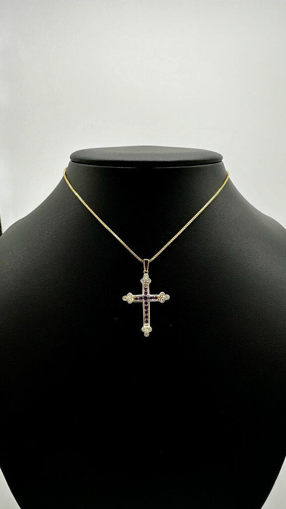 14kt Yg Amethyst Cross Ch