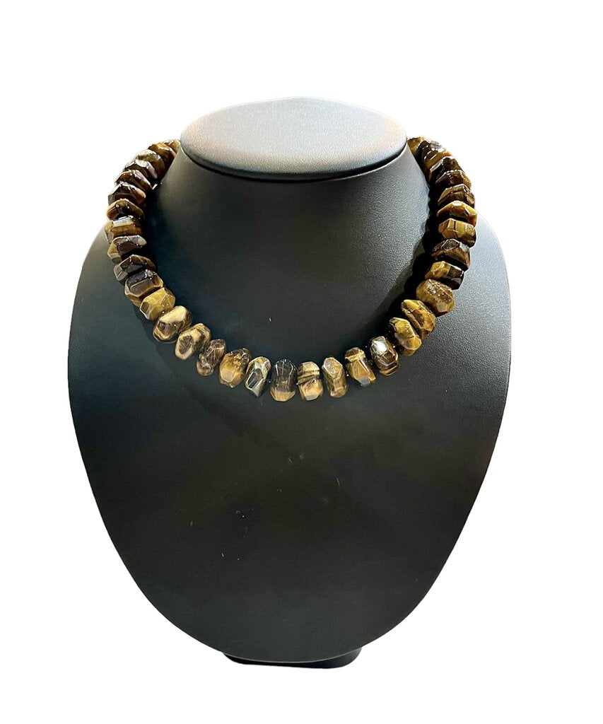 Tigers Eye Necklace Bone