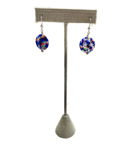 SS GLASS FLOWER DROP EARRINGS