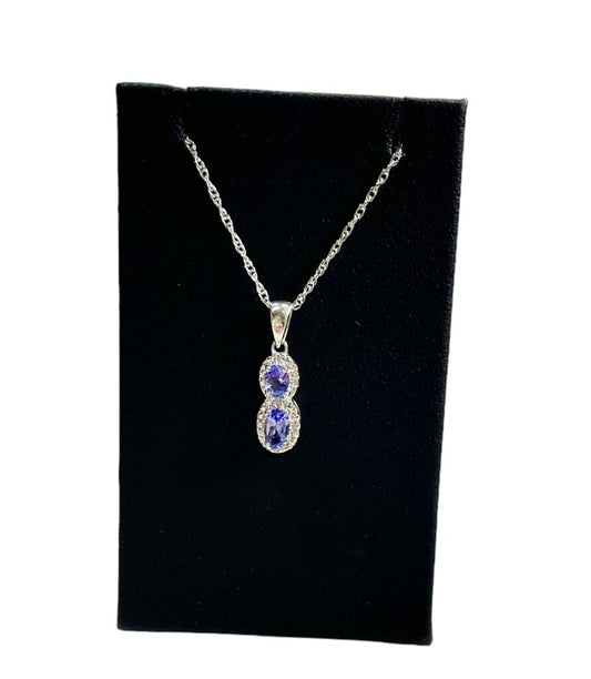 SS 2OVAL TANZANITE STONE PENDANT ON 18" CHAIN