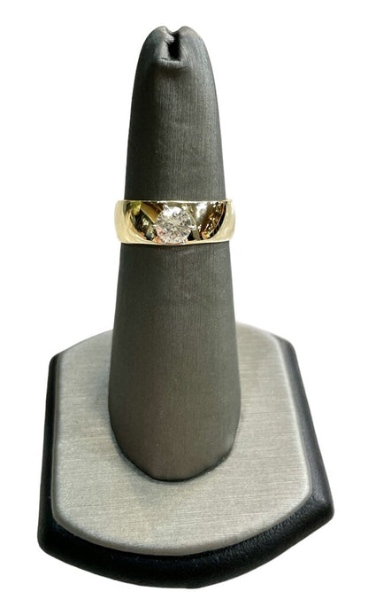 14KT YG .48CT STAMPED RB SOLITARE WIDE BAND SZ 7