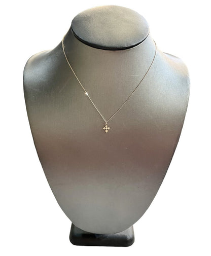 10KT RG CROSS WITH DIAMOND ACCENT PENDANT ON 18" CHAIN