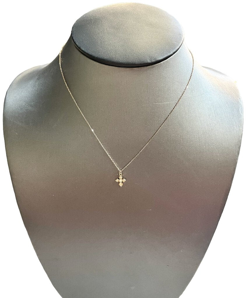 10KT RG CROSS WITH DIAMOND ACCENT PENDANT ON 18" CHAIN