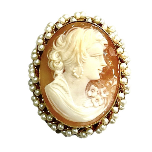 1/20 12K CAMEO W/PEARL HALO PIN