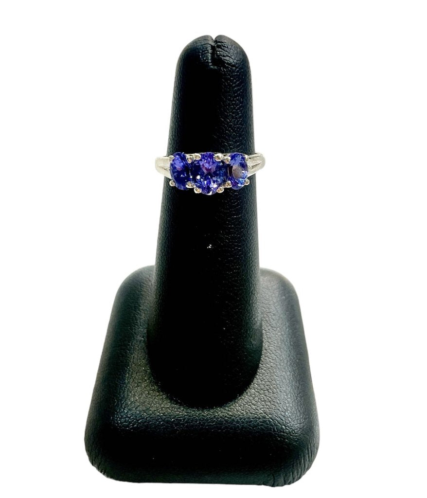 SS PPF OVAL TANZANITE EURO SHANK RING SZ 5