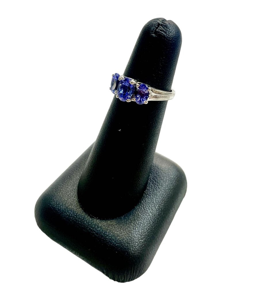 SS PPF OVAL TANZANITE EURO SHANK RING SZ 5