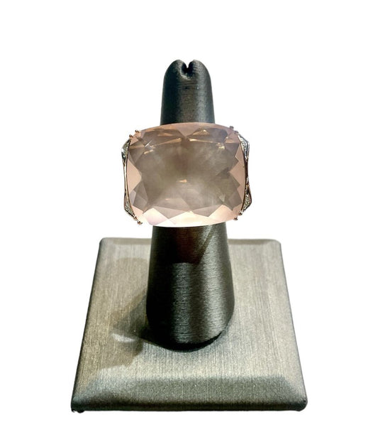 14KT RG LARGE PINK QUARTZ RING SZ 6.5