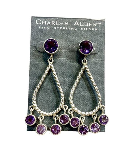 SS CA LARGE AMETHYST EARRINGS