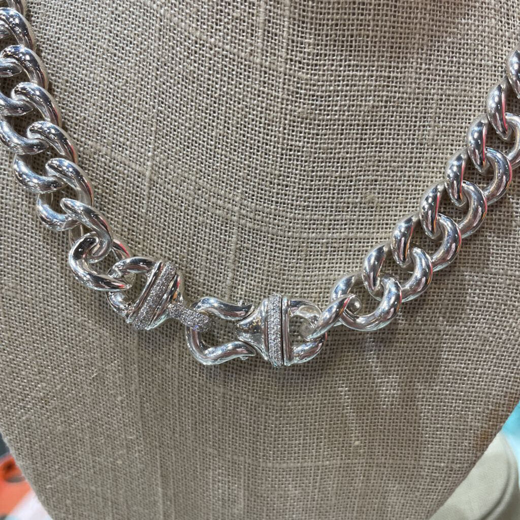 SS DAVID YURMAN CURB LINK W/DIAMOND CLASP