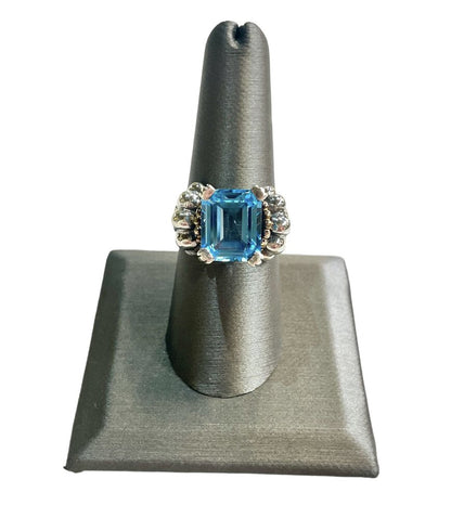 SS LAGOS BLUE TOPAZ CAVIER RING SZ 8