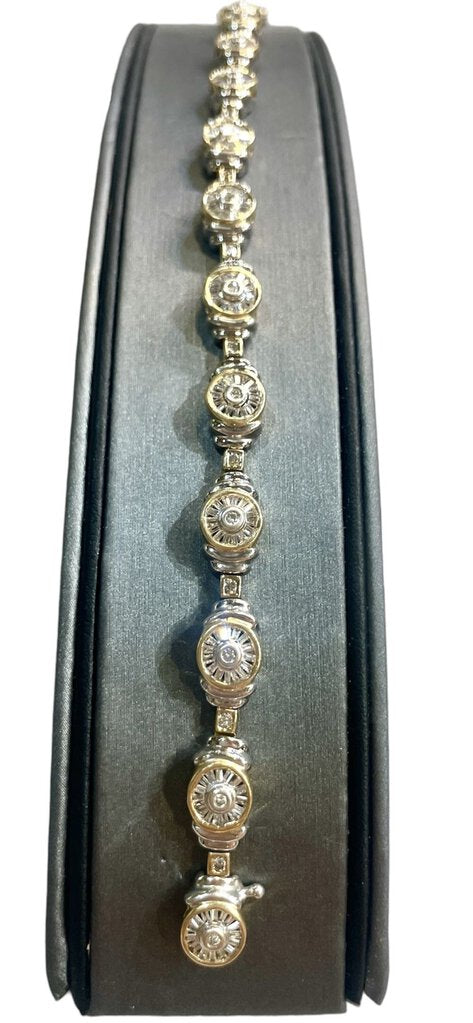 14KT TUTONE RB & BAGS TENNIS BRACELET