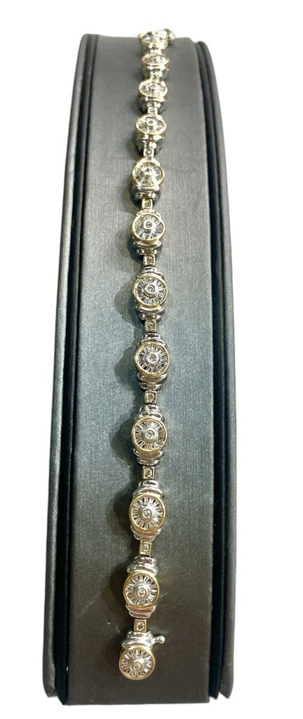 14KT TUTONE RB & BAGS TENNIS BRACELET