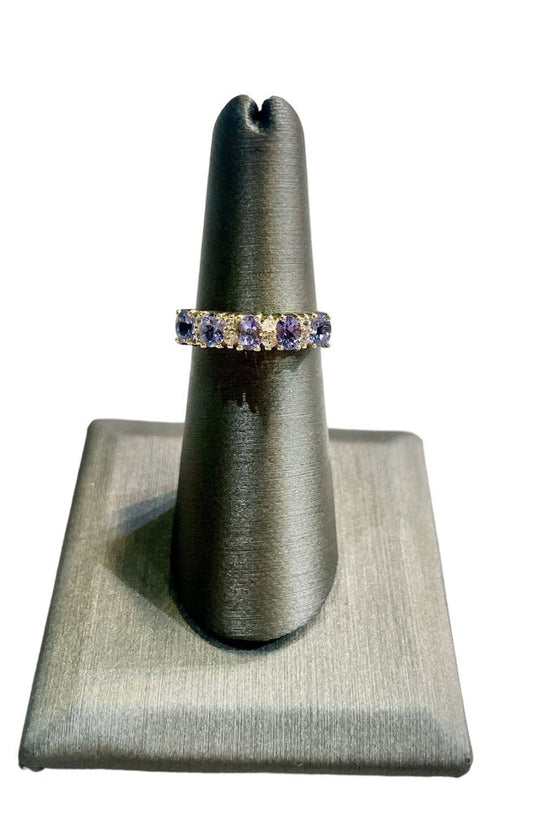 14KT YG TANZANITE W/ DIAMOND FASHION RING SZ 6