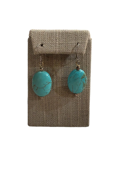 SS DYED HOWLITE TURQ COLOR DANGLE EARRINGS