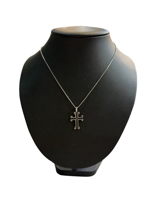 SS CROSS ANTIQUE DESIGN PENDANT ON CHAIN