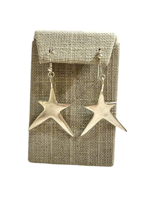 SS LARGE STAR DANGLE EARRINGS