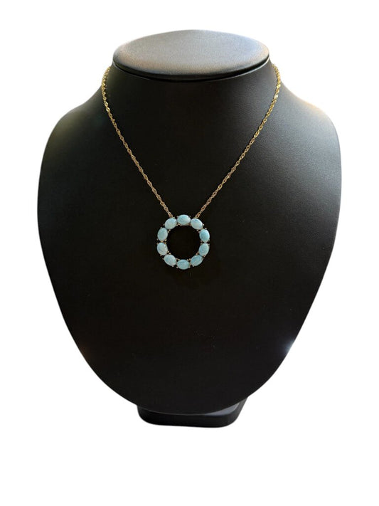 SS/GP OVAL LARMAR CIRCLE PENDANT ON CHAIN