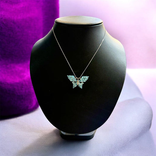 SS BLUE TOPAZ MARQ BUTTERFLY PENDANT ON CHAIN