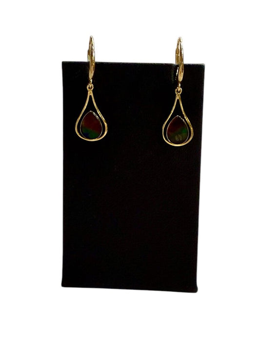 14KT YG AMMOLITE DANGLE EARRINGS