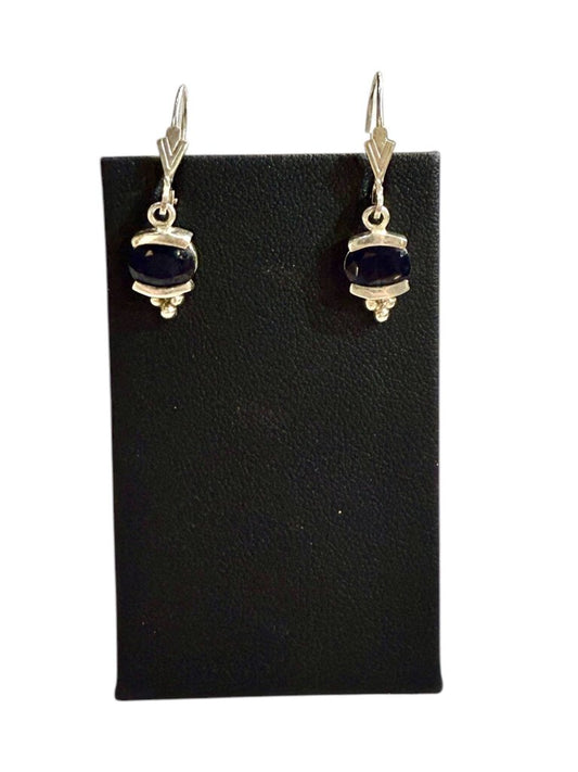 ss oval sapphire drop earrings