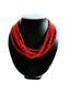 plated red coral multi strand beaded necklace