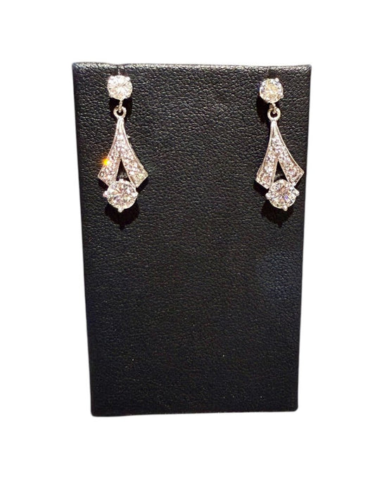 14KT WG 1.5CTTW VINTAGE STYLE STUD DROP EARRINGS