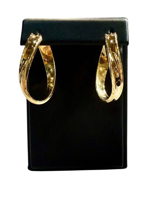 14KT YG LARGE HOLLOW HOOP EARRINGS