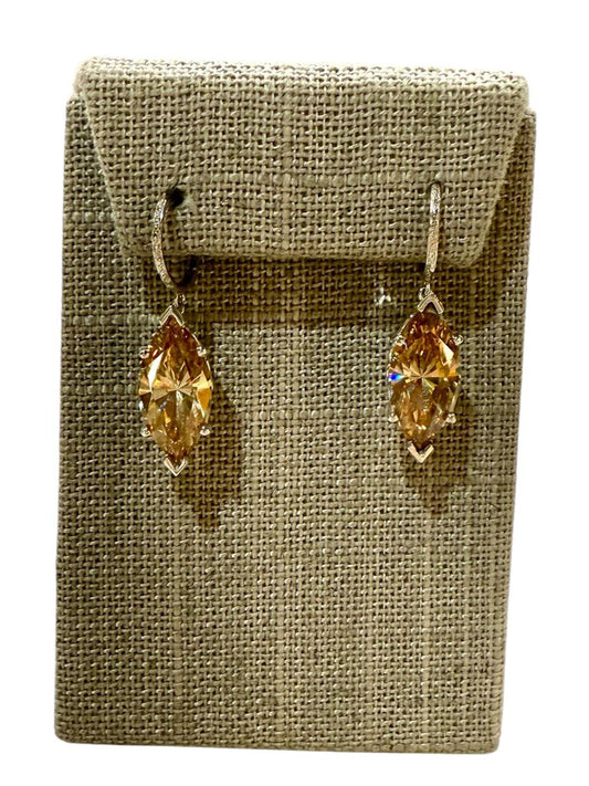 SS 19.65TW MARQ ORANGE TOPAZ DANGLE EARRINGS