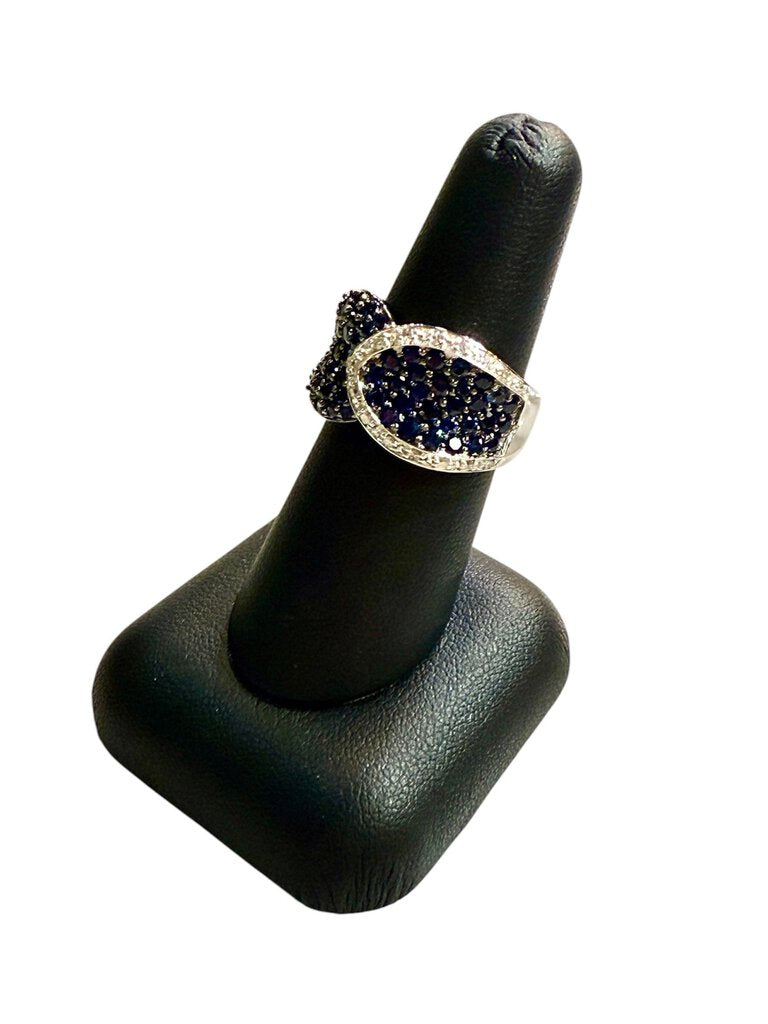 18KT WG 2.55TW NATURAL BLUE SAPPHIRES W/ 1/5TW DIAMOND W/APPRAISAL SZ 7