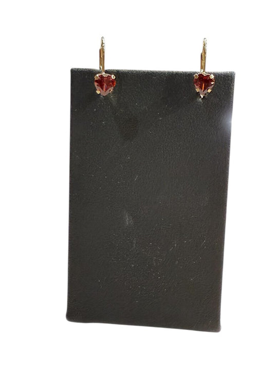 10KT YG LEVER BACK DROP GARNET EARRINGS