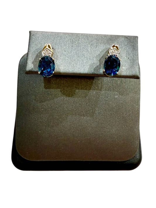 10KT YG LONDON BLUE TOPAZ OVAL DROP EARRINGS