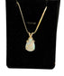 14KT YG LG PEAR OPAL PENDANT ON FLAT LINK CHAIN 20"